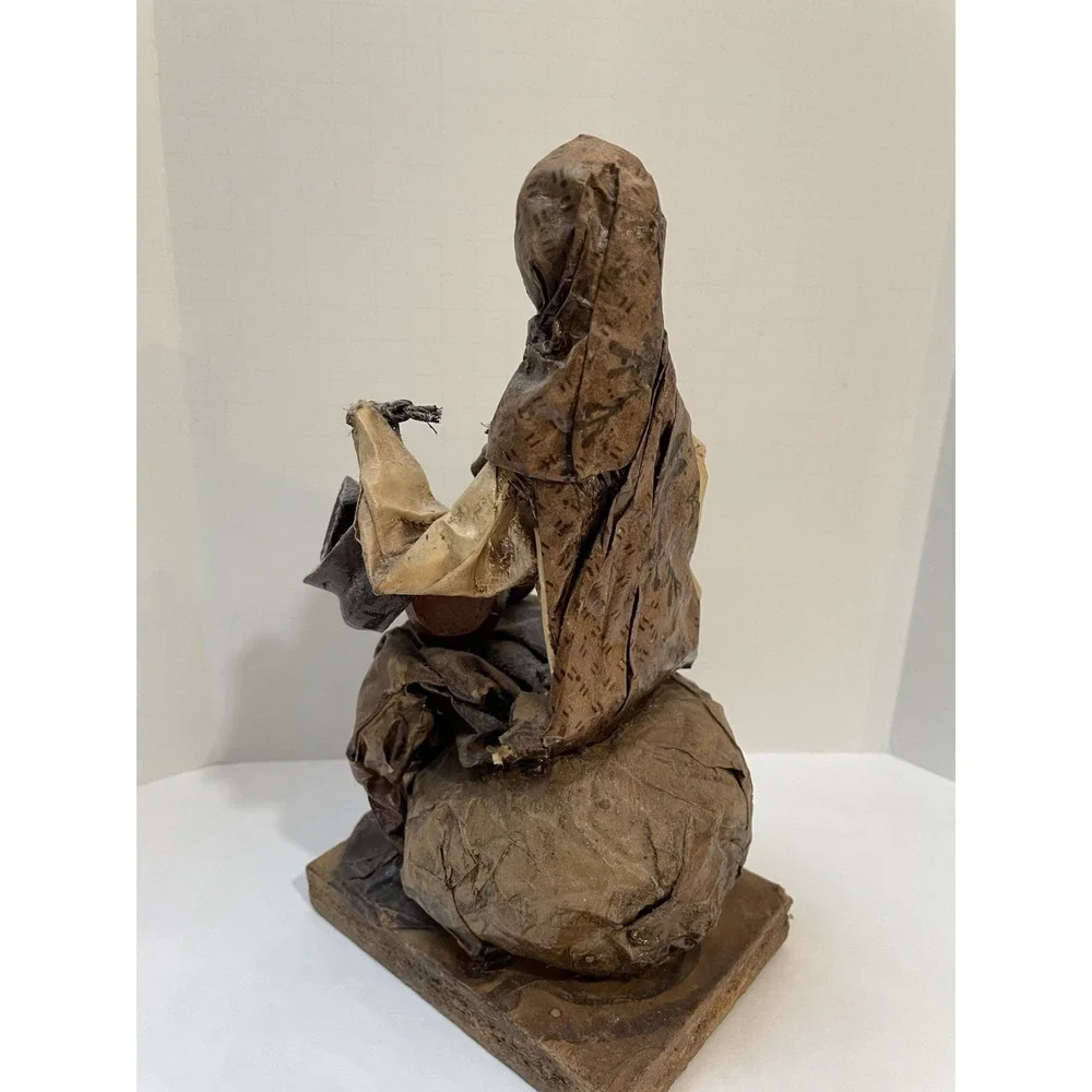 Vintage Paper Mache Cartoneria Mexican Folk Art Figurine of Elderly Peasant